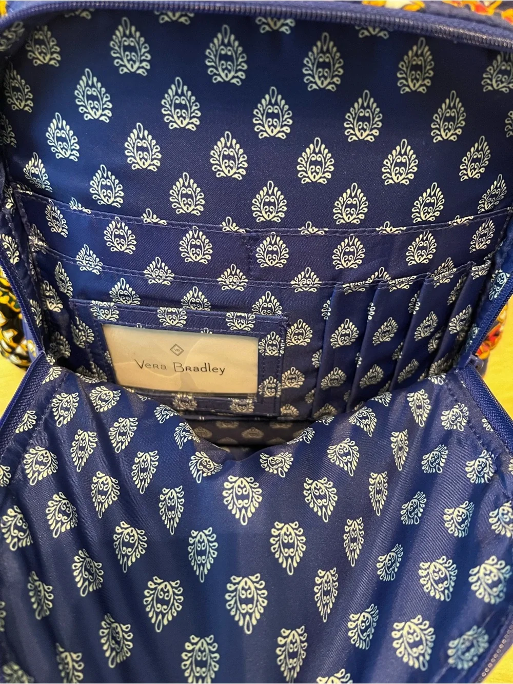 VERA BRADLEY Romantic Paisley 2018 Iconic XL Campus Backpack Blue Yellow Laptop